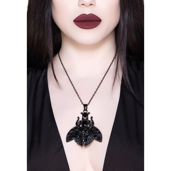 Killstar ✦ Insecta Morte Necklace ✦ Black Gothic Statement Pendant Adjustable - Picture 1 of 4